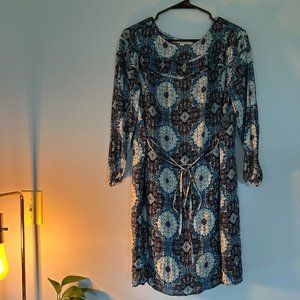 LOFT Women's 3/4th sleeve patterned print dress